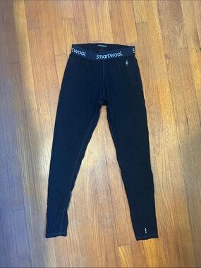 Smartwool Black Merino Blend Leggings with Logo Waistband